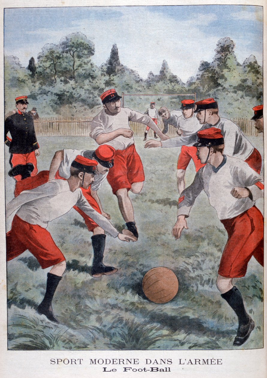 Soldater från den franska armén spelar fotboll, 1902 av Unbekannt