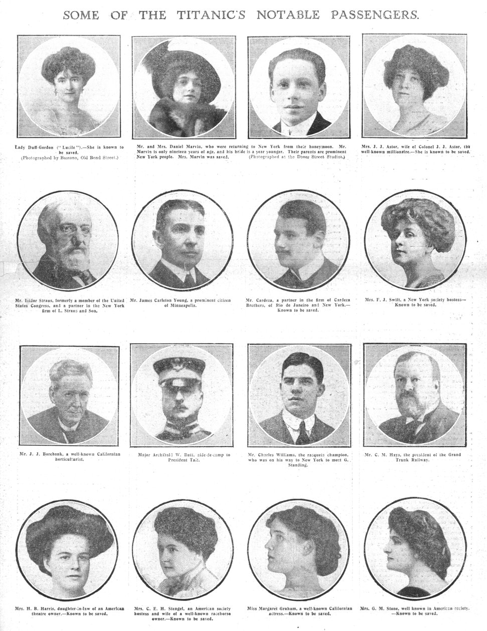 Några av Titanics Notable Passengers, 20 april 1912. av Unbekannt