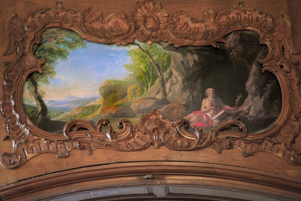 Somme, cistercienserklostret i Valloires på 1100-talet, återuppbyggt på 1600-talet, målning tillskriven Francois Boucher i sakristian i L