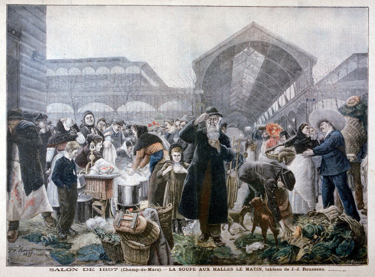 Soppställ på Les Halles-marknaden på morgonen, 1897 av Unbekannt