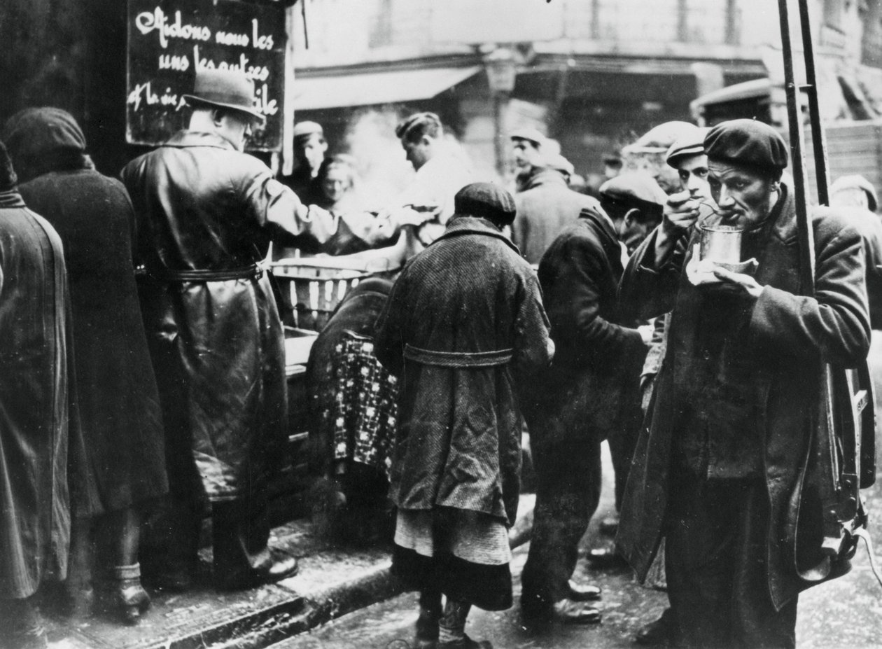 Soppkök för behövande, les Halles, tyskockuperade Paris, februari 1941 av Unbekannt