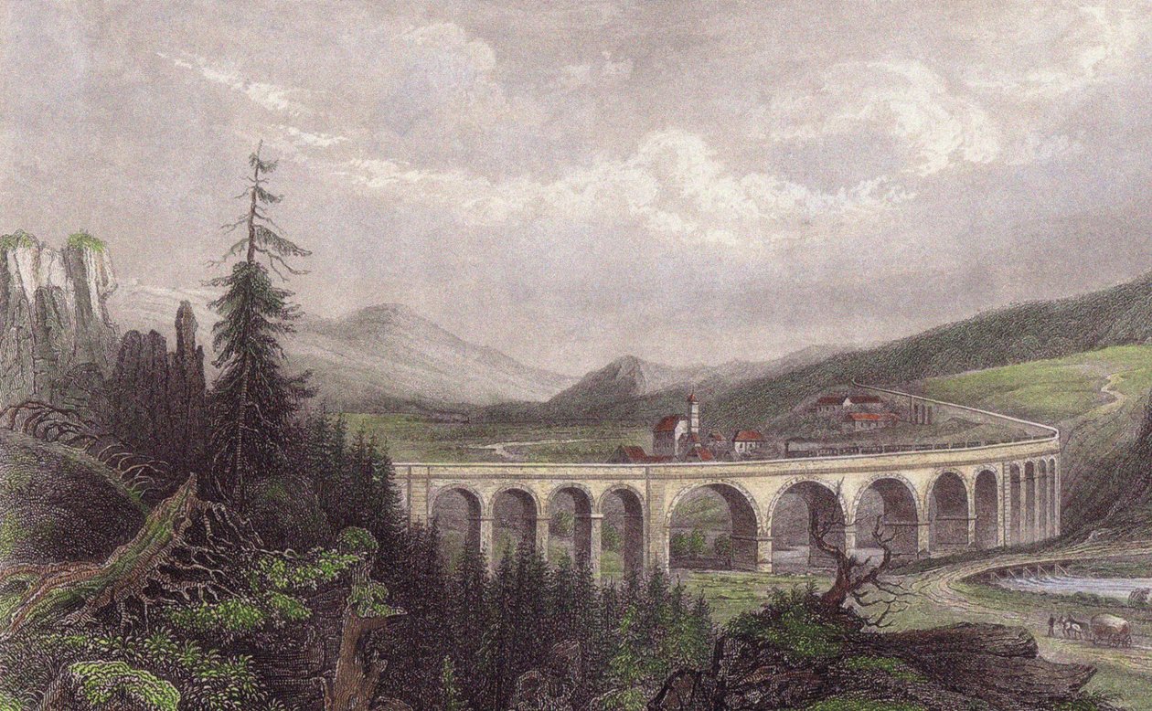 Södra järnvägen. Viaduct Payerbach, Semmering av Unbekannt