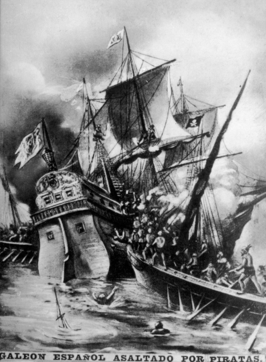 Spansk galjon överfallen, 1600-talet, 1920-talet av Unbekannt