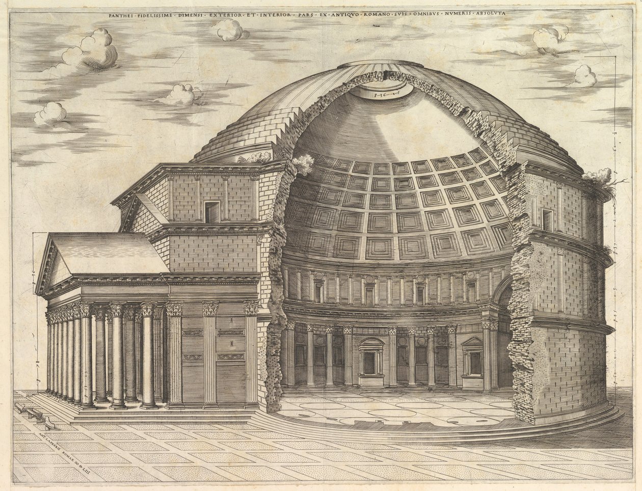 Pantheon, bortbruten för att visa interiören, 1553 av Unbekannt