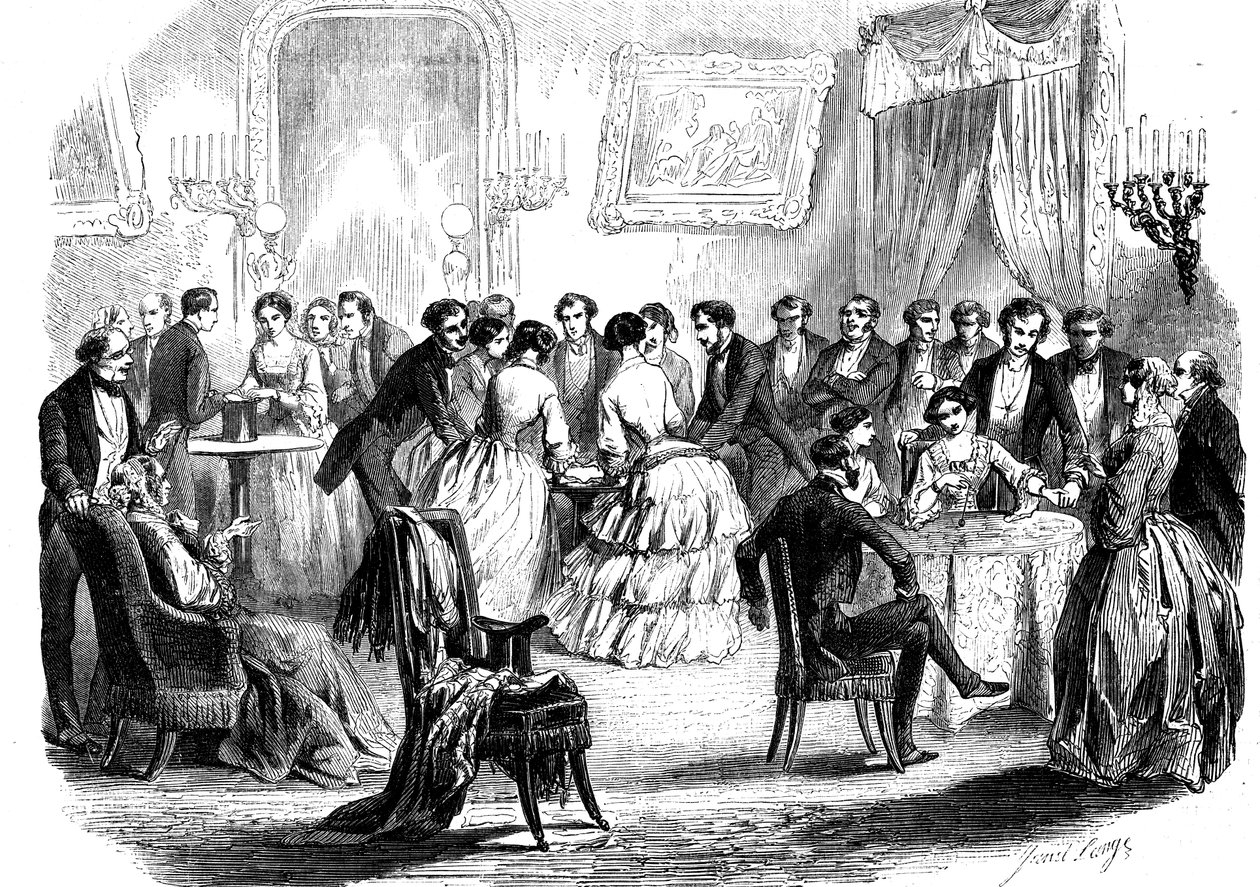 Spiritualistmöte i en salong i Paris, 1853 av Unbekannt