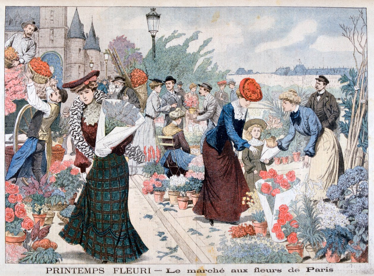 Vårblommor på en marknad, Paris, 1903 av Unbekannt