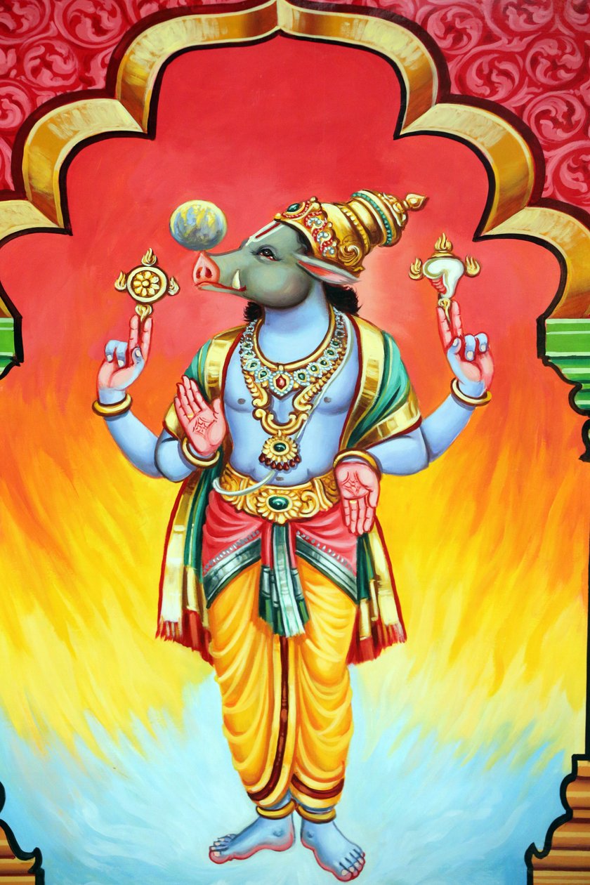 Sri Vadapathira Kaliamman Hindu Temple. Avatar av Vishnu. Varaha är den 3:e inkarnationen. Singapore av Unbekannt