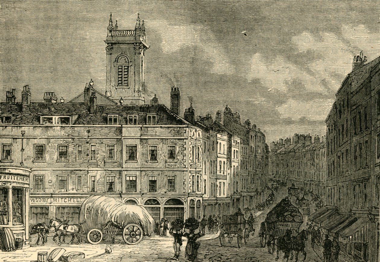 St. Andrews Church, från Snow Hill, 1850, c1872. av Unbekannt