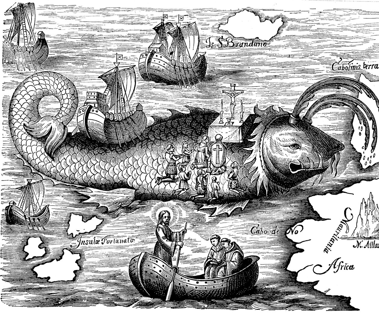 St Brandan Hown på sin 7-åriga resa för att hitta Isle of St Brandon of Land of Saints av Unbekannt