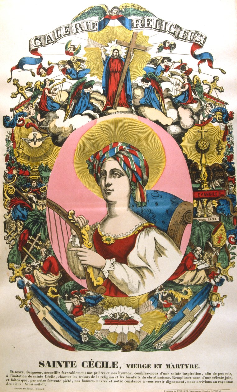 St Cecilia eller Cecile, legendarisk romersk martyr, 1800-talet av Unbekannt