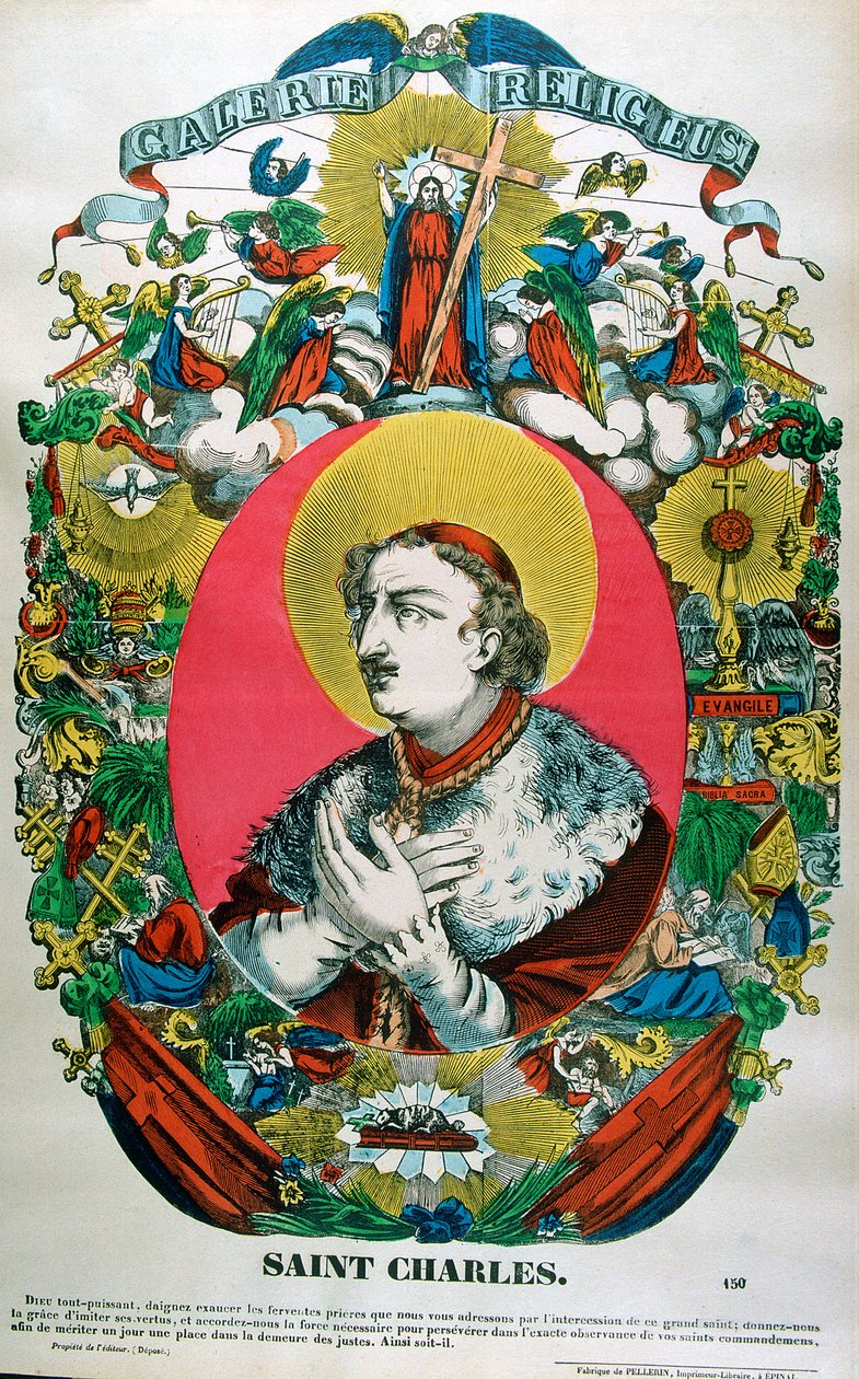 St Charles av Borromeo, italiensk präst från 1500-talet, 1800-talet av Unbekannt
