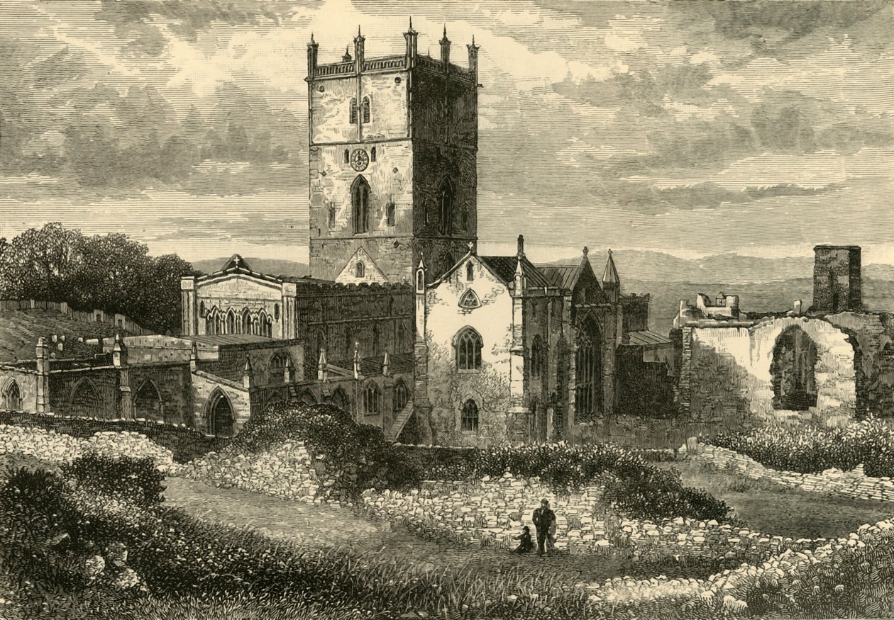 St. Davids Cathedral and the College, från nordöstra delen, 1898. av Unbekannt