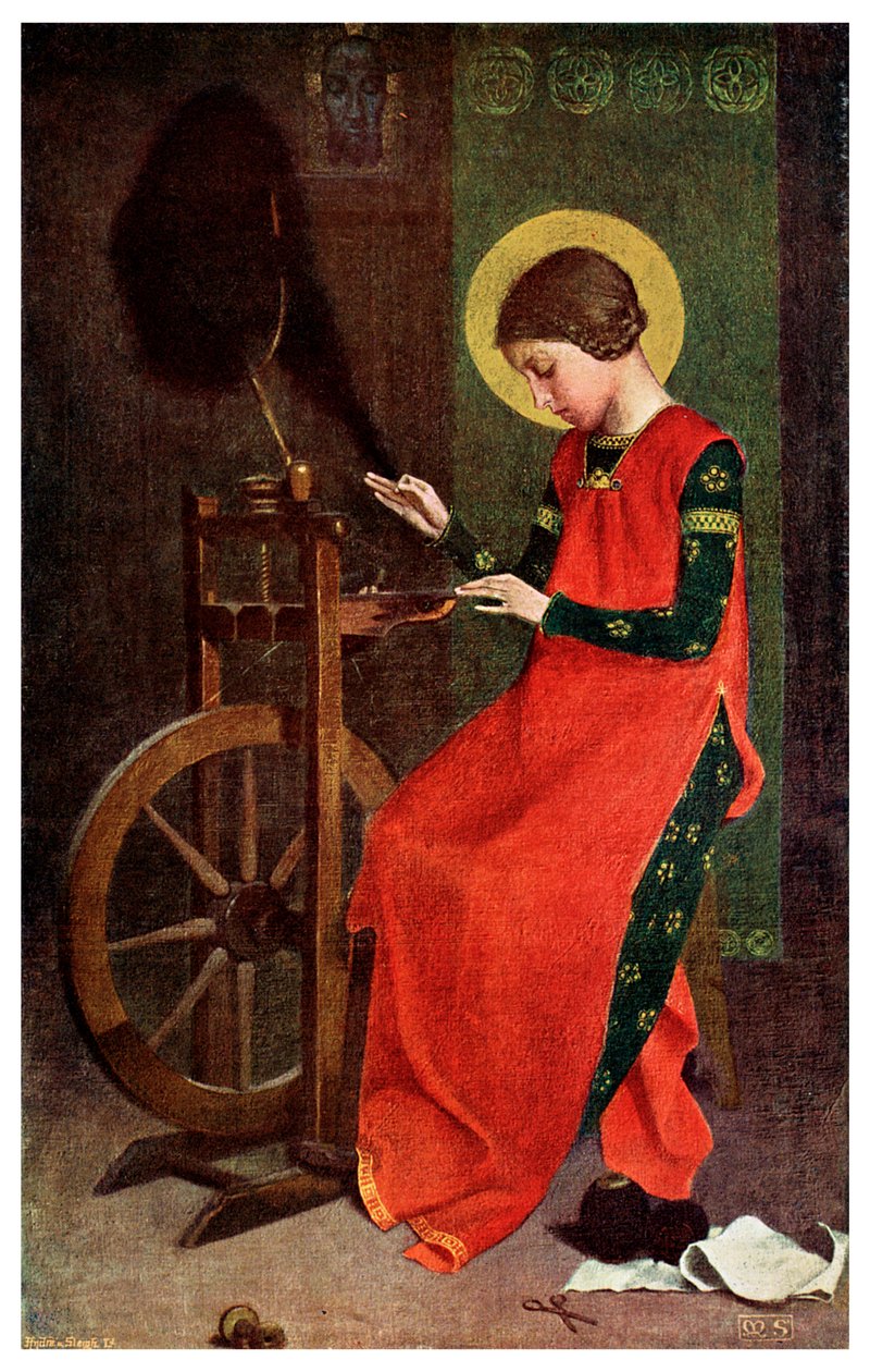 St Elizabeth av Ungern spinner ull för de fattiga, 1901 av Unbekannt