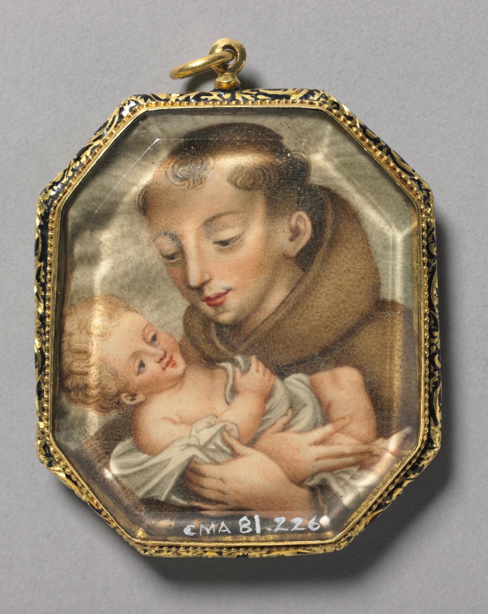 S:t Franciskus med Kristusbarnet verso, ca. 1660. av Unbekannt