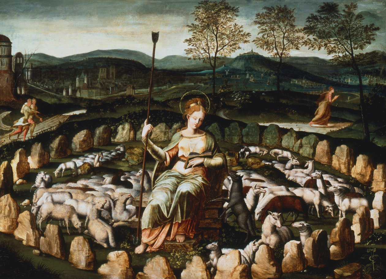 St Genevieve gardant ses Moutons St Genevieve tittar på sin flock, 1500-talet av Unbekannt