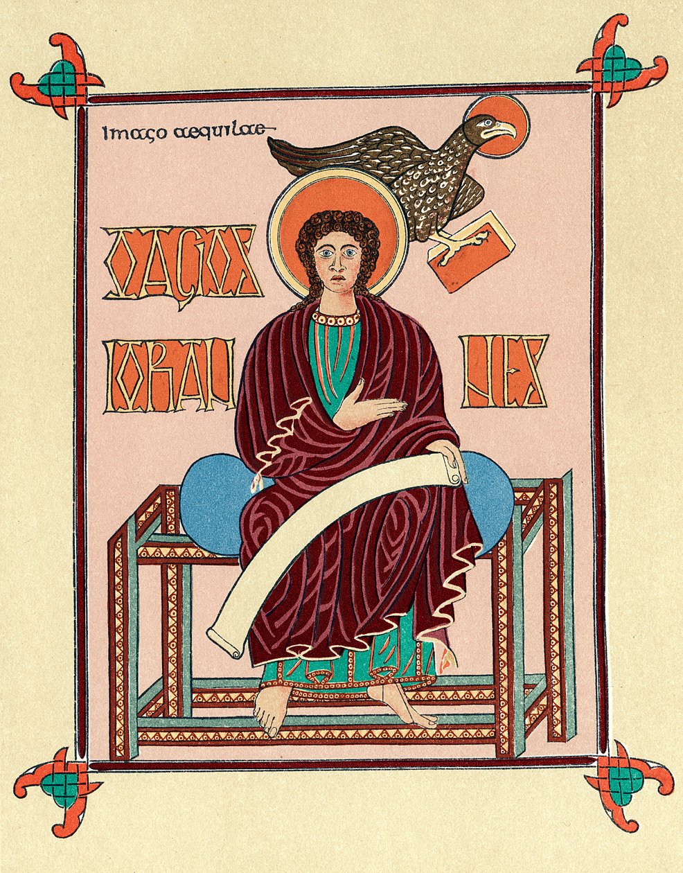 St John the Evangelist från Lindisfarne Durham Gospel Book, c720 av Unbekannt