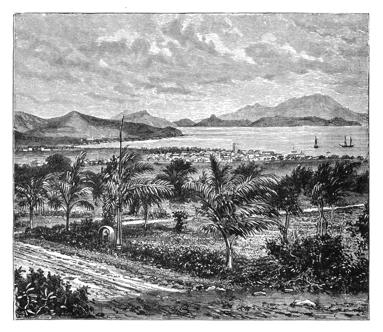 St Kitts, vy tagen från Nevis, c1890 av Unbekannt