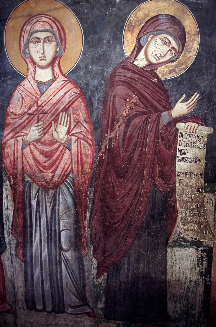 St Marina och Jungfru Maria Timios Stavros tou Agiasmati kyrka, Heliga korset av Agiasmati 1400-talet Cypern Målade kyrkor UNESCO-plats Troodos, Cypern av Unbekannt