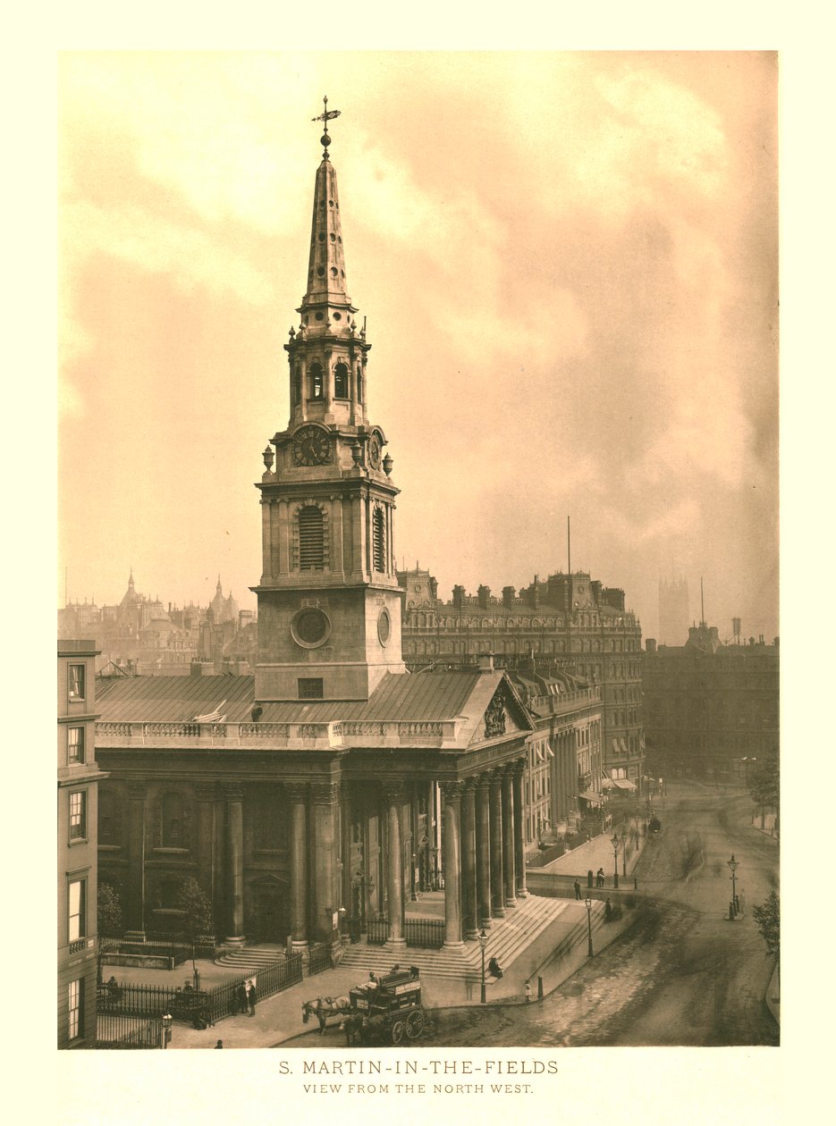 St Martin-in-the-Fields, utsikt från nordväst, mitten av slutet av 1800-talet. av Unbekannt