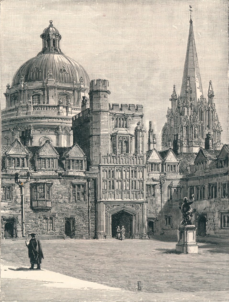 St Marys Church och Radcliffe, från fyrkanten, i Brasenose, 1896 av Unbekannt