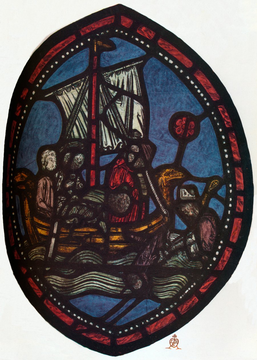 St Nicholas fönster i Jerusalem Chamber of Westminster Abbey: Nicholas och den falske pilgrimen, av Unbekannt