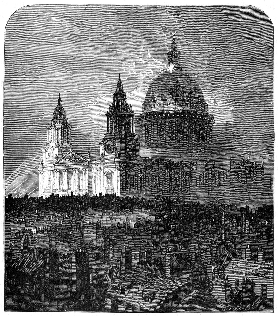 St Pauls Cathedral upplyst för Thanksgiving Day, London, 1900 av Unbekannt