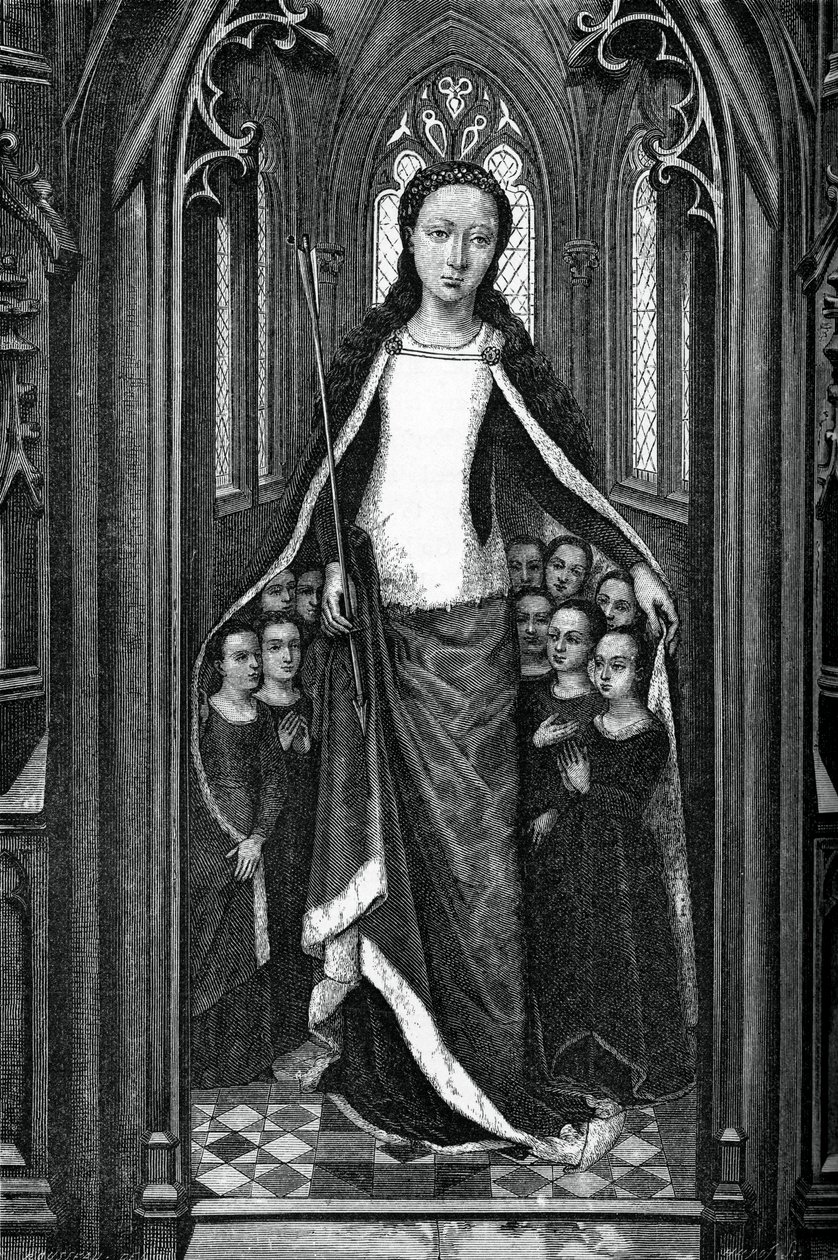 St Ursula och de heliga jungfrurna, från Relikvieriet i St Ursula, 1489, 1870 av Unbekannt