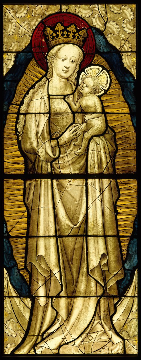 Målat glaspanel med jungfrun och barnet, tyska, 1430-35. av Unbekannt