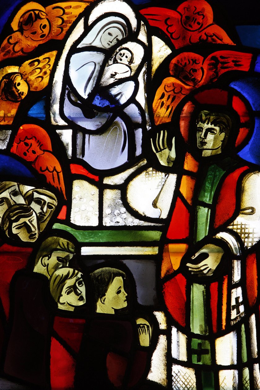Målat glas föreställande Don Bosco i Notre-Dame-de-la-Trinite-kyrkan, Blois, Frankrike av Unbekannt