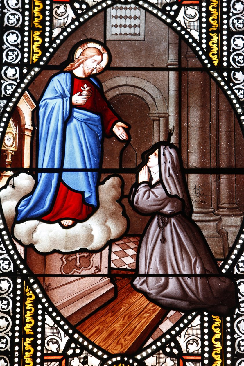 Målat glas föreställande Sainte Marguerite-Marie Alacoque, La Cavalerie, Frankrike av Unbekannt