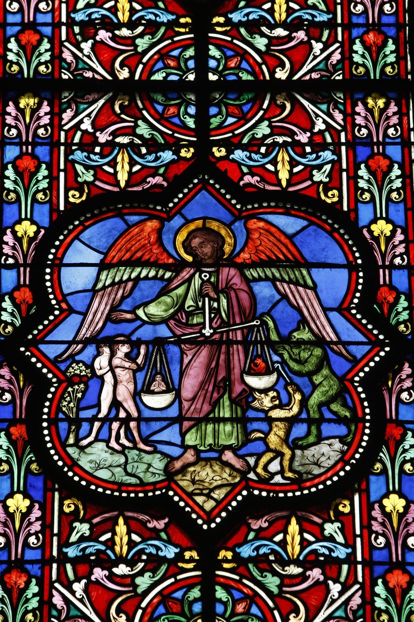 Målat glas i Notre Dame de Bayeux-katedralen, Bayeux, Frankrike av Unbekannt