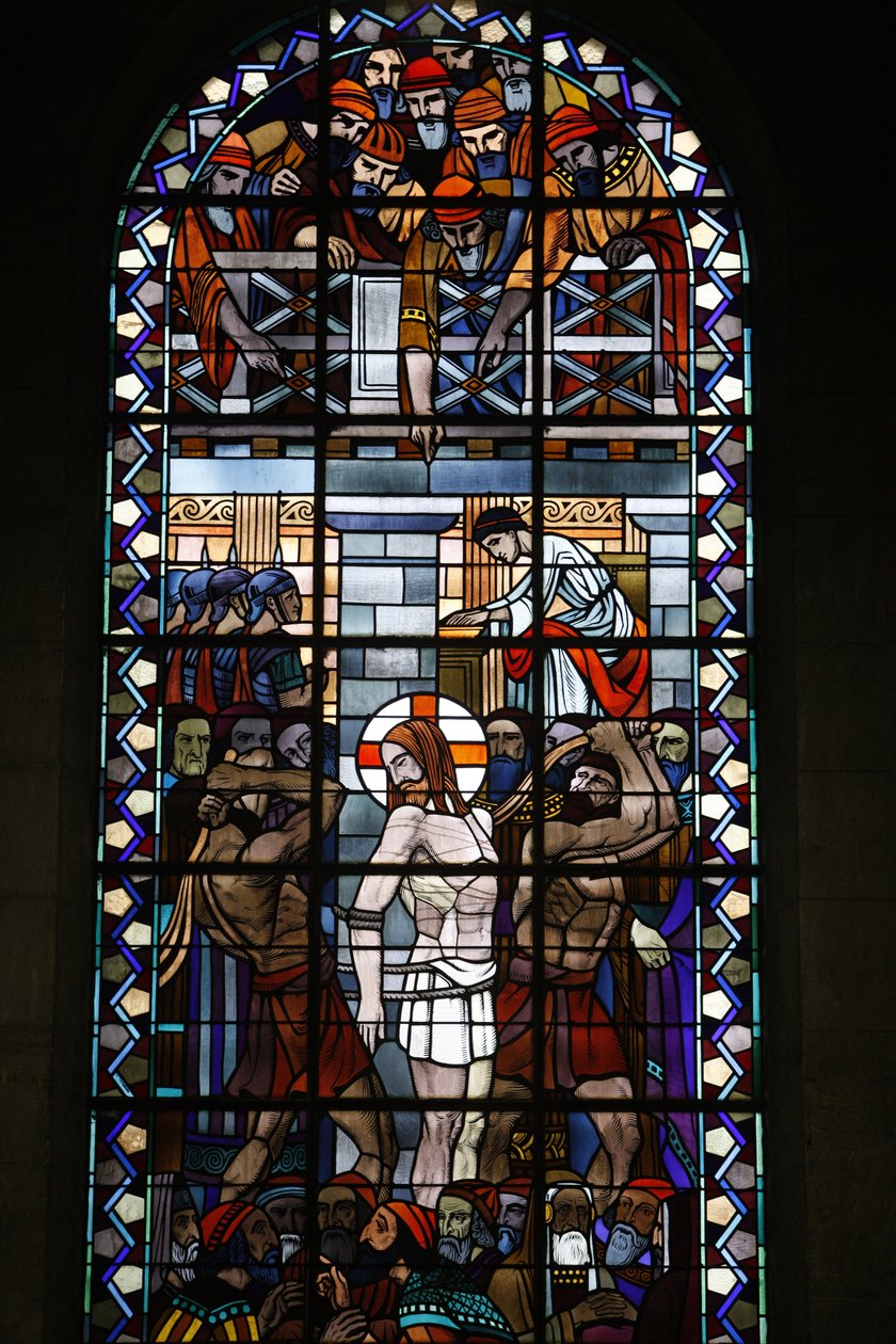 Målat glas i Notre Dame du Rosaire katolska kyrkan: Christ