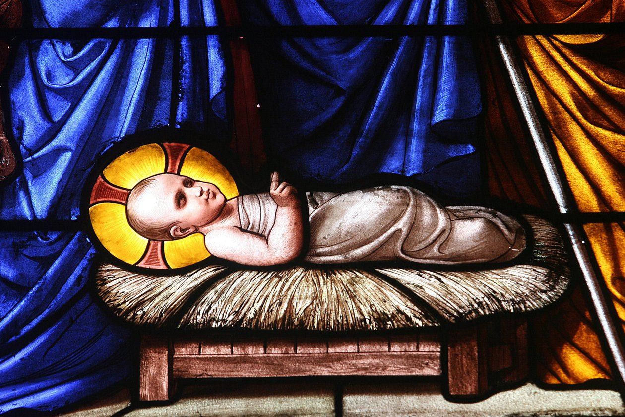 Fönster i målat glas: Nativity Geneve Switzerland av Unbekannt