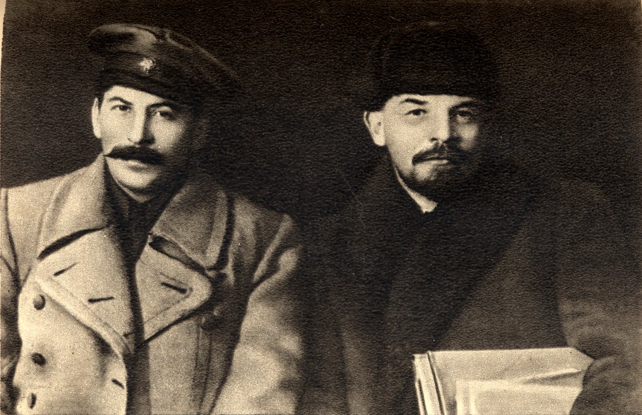 Stalin och Lenin, ryska bolsjevikiska revolutionära ledare, Moskva, Ryssland, 1919 av Unbekannt