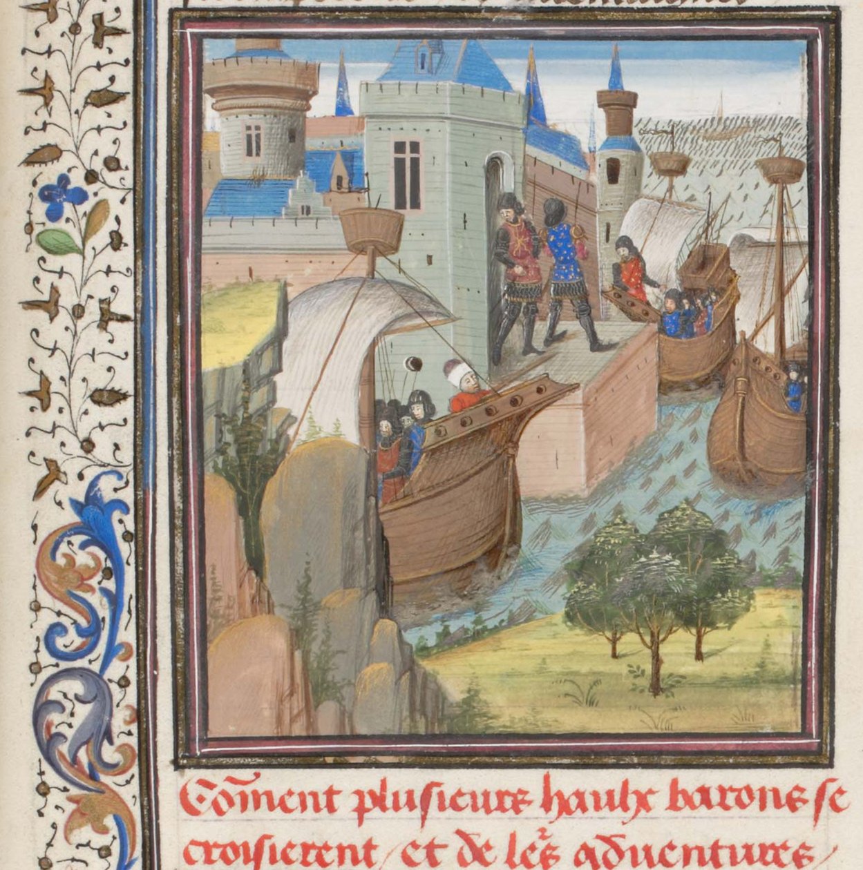 Börja det fjärde korståget. Miniatyr från Historia av William av Tyrus, 1460-talet av Unbekannt