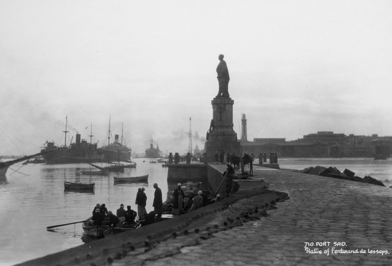 Staty av Ferdinand de Lesseps, Port Said, Egypten, c1920-c1930s av Unbekannt