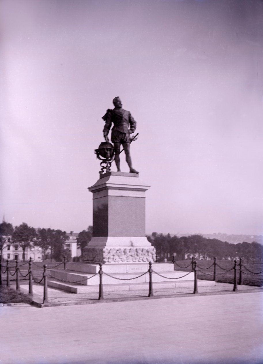 Staty av Francis Drake i Plymouth i Devon, sent 1800-tidigt 1900-tal. av Unbekannt