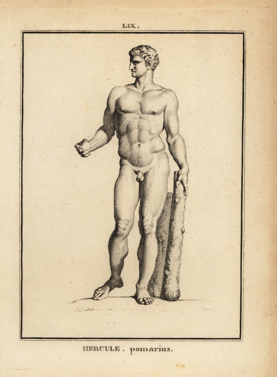 Staty av Hercules Pomarius, romersk hjälte och gud, med en stor klubba av Unbekannt