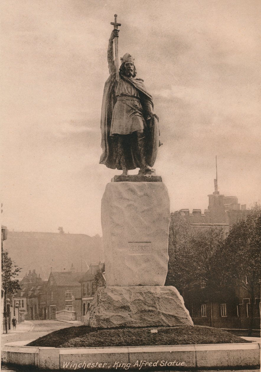 Staty av kung Alfred den store, Winchester, Hampshire, tidigt 1900-tal av Unbekannt