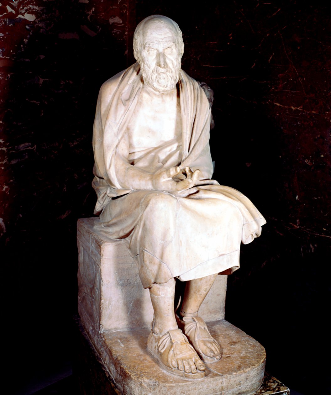 Staty av sittande man som sägs vara Herodotus, antik grekisk historiker av Unbekannt