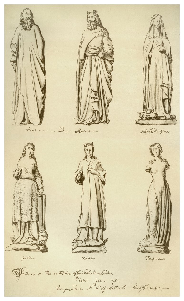 Statyer tidigare på utsidan av Guildhall, City of London, 1783 1886 av Unbekannt