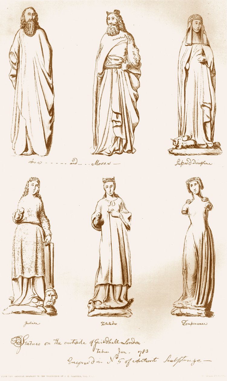 Statyer på utsidan av Guild Hall, 1783, 1886 av Unbekannt