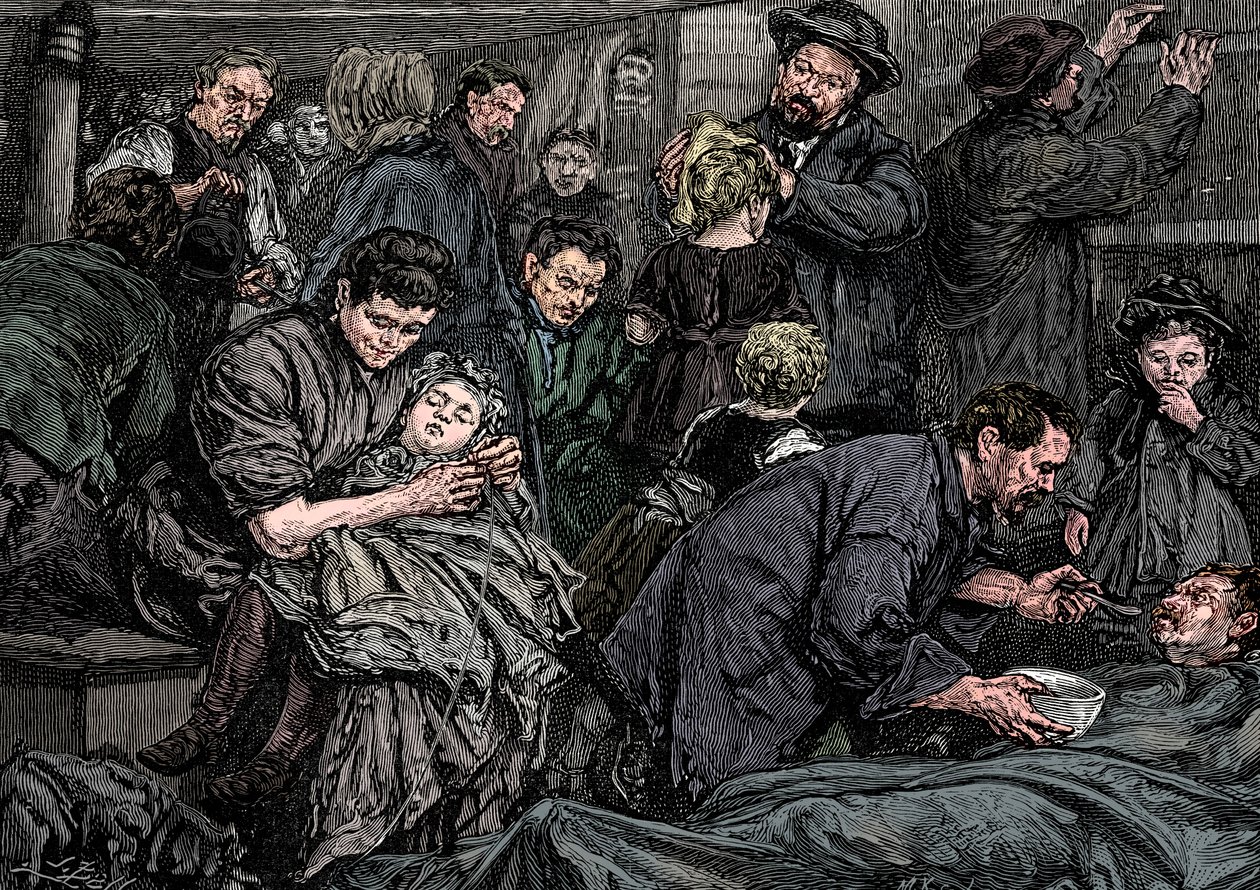Styr passagerare på en atlantångare på väg till Amerika, c1850 av Unbekannt