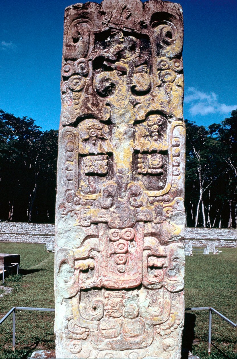 Stele B från Copan, Honduras, Pre-Columbian, Maya, c300-630 av Unbekannt