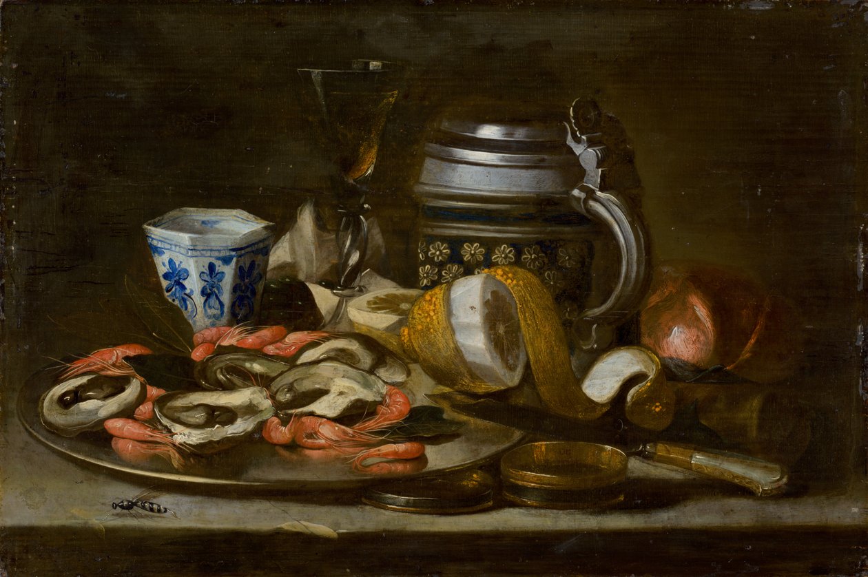 Still Life with Crayfish and Oysters av Unbekannt