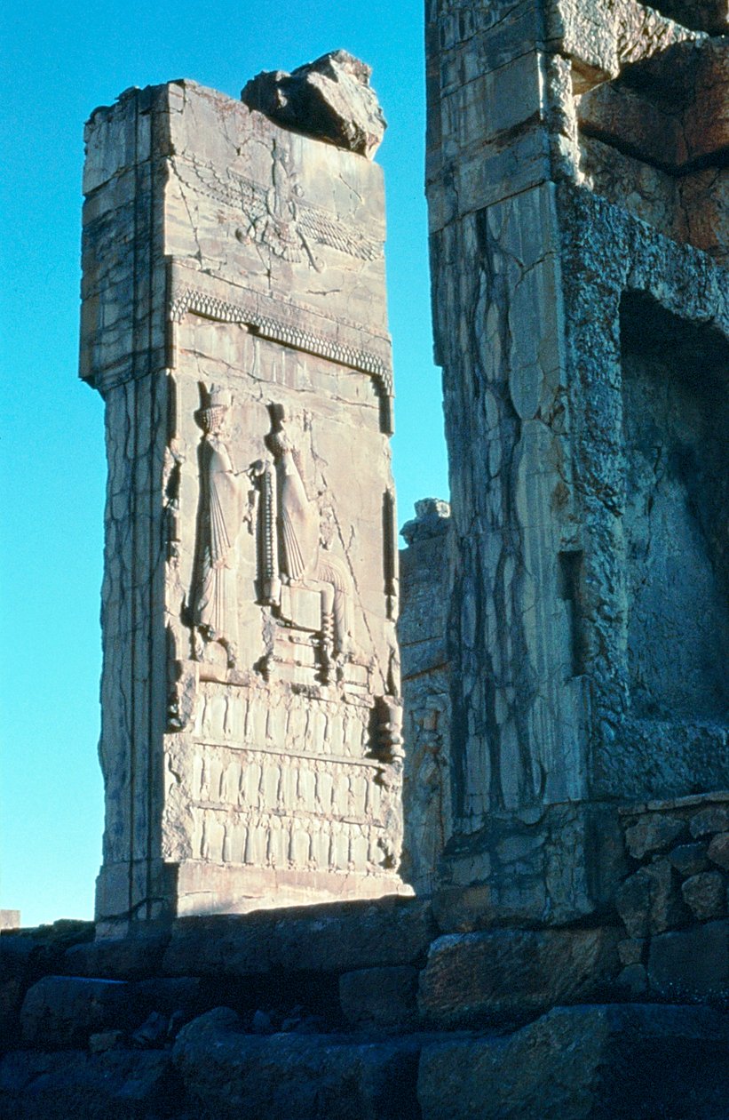 Stenrelief från dörröppningen till Hall of 100 Columns, Persepolis, South Iran, c500 BC av Unbekannt