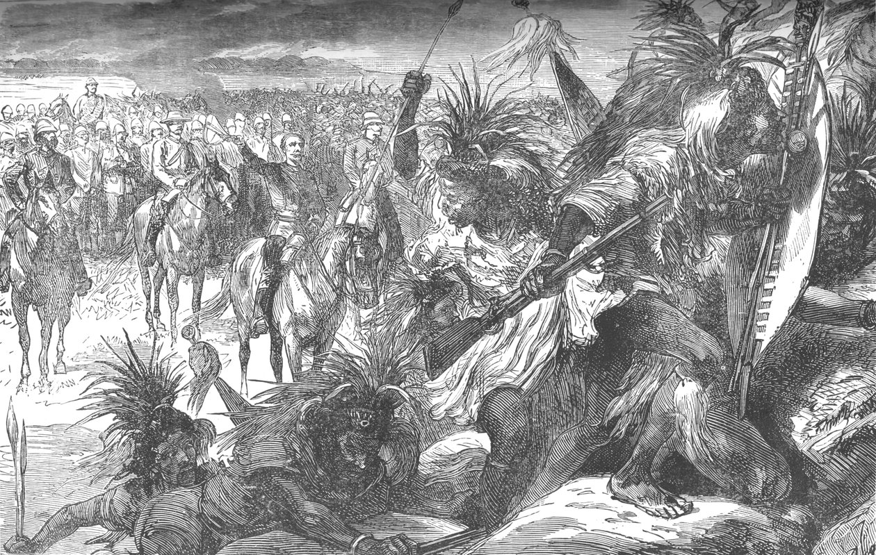 Storming of Sekukunis Stronghold: Sir Garnet Wolseley hejar på Swazies, c1880 av Unbekannt
