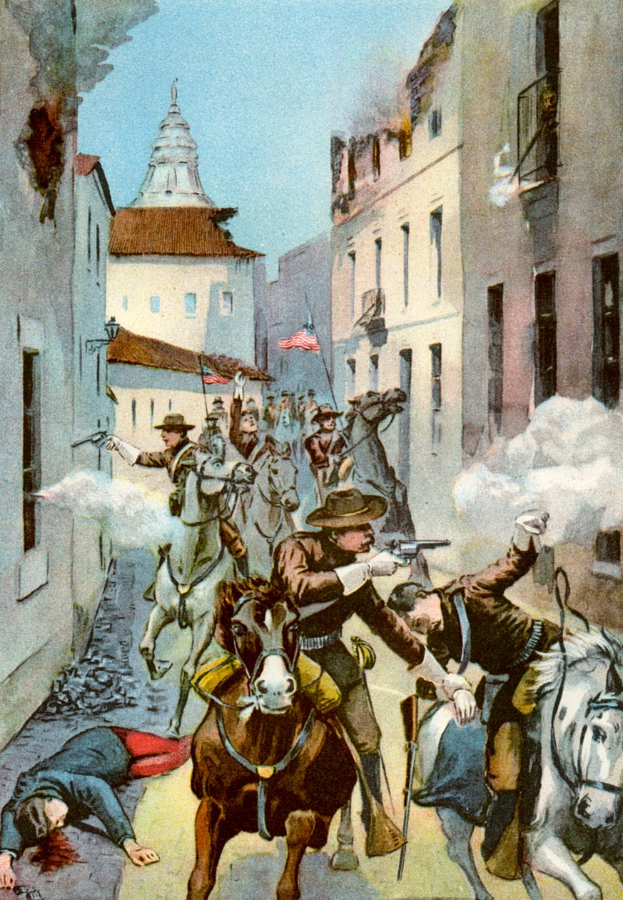 Gatustrid i Santiago, Kuba, spansk-amerikanska kriget, 1898 av Unbekannt