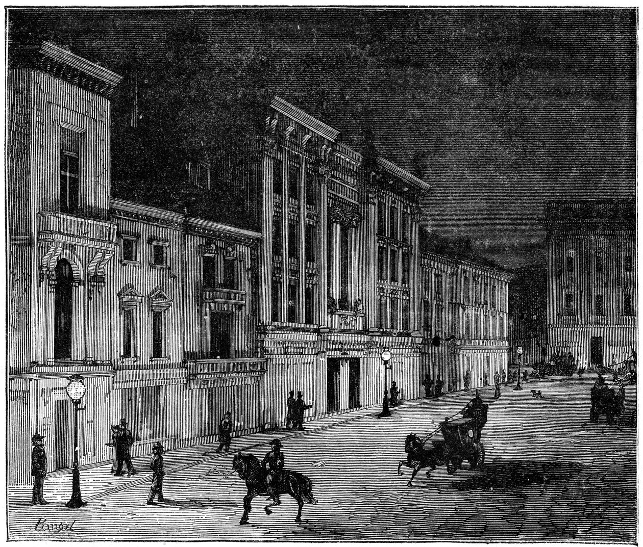 Street i Newcastle Upon Tyne upplyst av Swan glödlampor, 1883 av Unbekannt