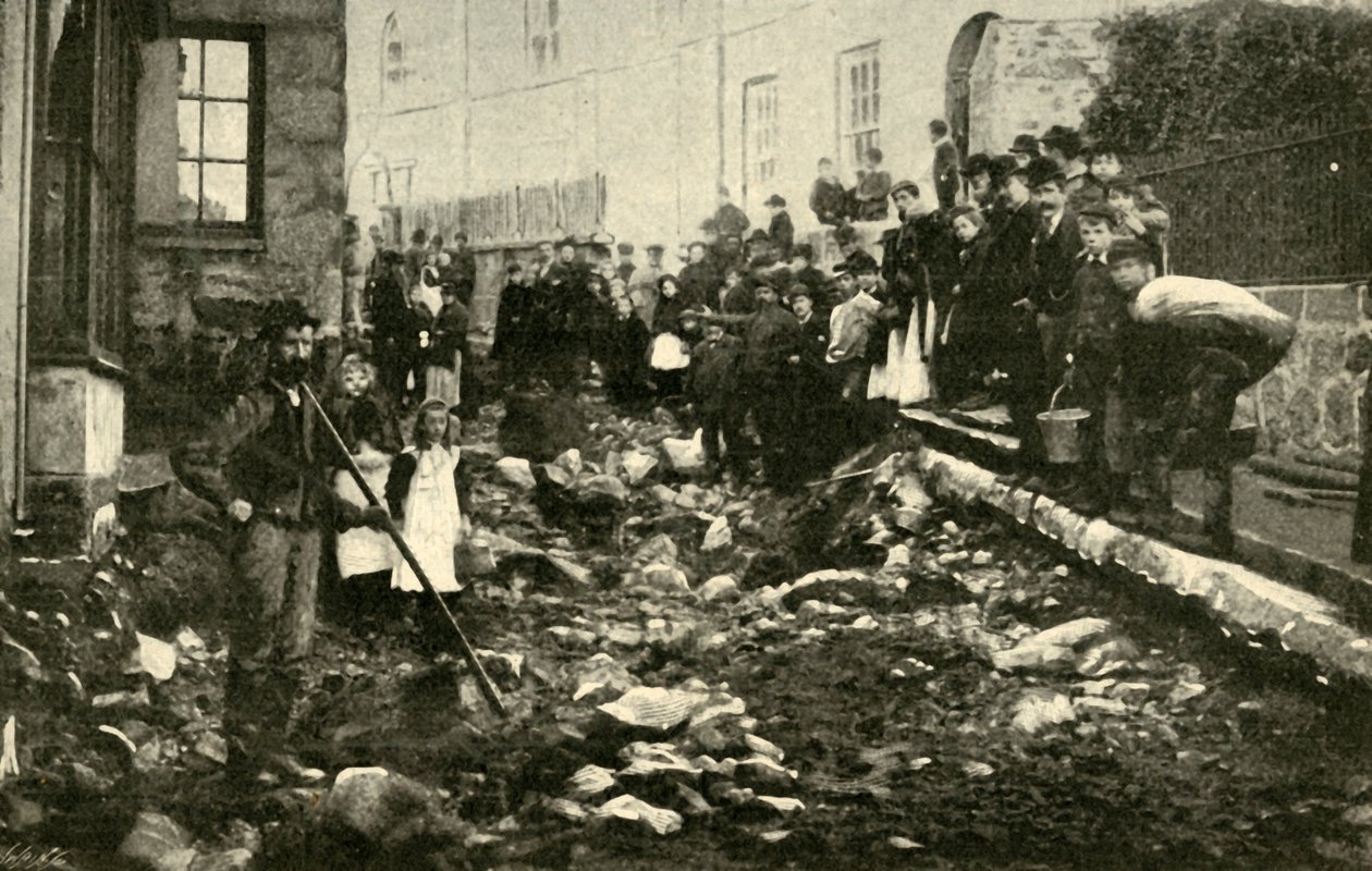 Gata i St. Ives efter ett besök från en översvämning, 1901. av Unbekannt